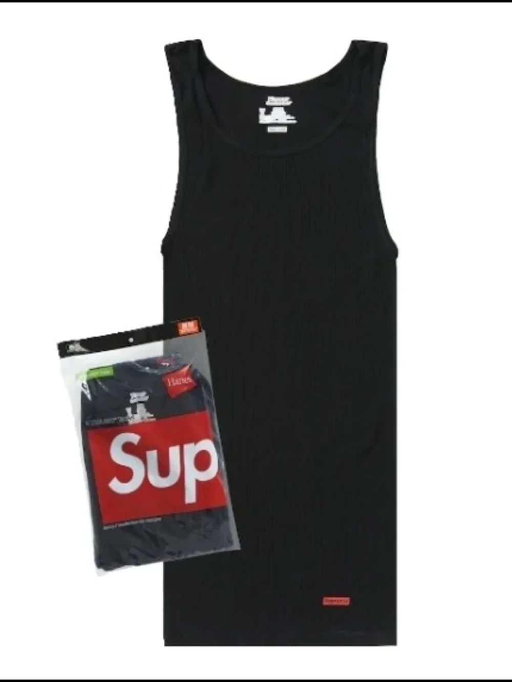 Supreme Hanes Black Ribbed Tank Top - Men's Undershirt 3 Pack - Size XL